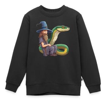 Zauberer Schlange Anakonda snake Natter Boa Python - Kinder Premium Organic Sweatshirt - Schwarz - Vorne - AI Model Kid Female (0cm)