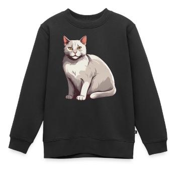 Elegant Cat Charms - Kids Premium Organic Sweatshirt - black - Front - AI Model Kid Female (0cm)