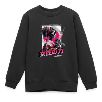 Geisha Cyber Chic - Sweat Premium enfant bio - noir - Devant - AI Model Kid Female (0cm)