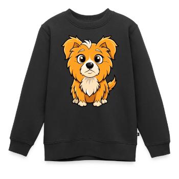 Neugieriger tibetischer Spaniel-Hund Kunstdruck - Kinder Premium Organic Sweatshirt - Schwarz - Vorne - AI Model Kid Female (0cm)