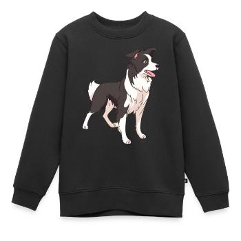 Chien de race border collie - Sweat Premium enfant bio - noir - Devant - AI Model Kid Female (0cm)