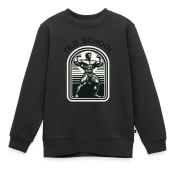 Old school Bodybuilding Schwarz - Kinder Premium Organic Sweatshirt - Schwarz - Vorne - AI Model Kid Female (0cm)