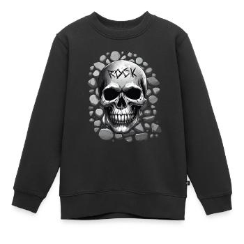 Totenkopfdesign Rockmusik - Kinder Premium Organic Sweatshirt - Schwarz - Vorne - AI Model Kid Female (0cm)