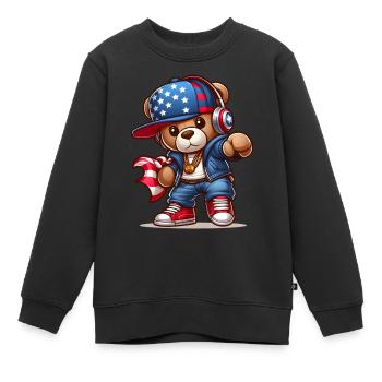 Ourson Cool v2 - Sweat Premium enfant bio - noir - Devant - AI Model Kid Female (0cm)