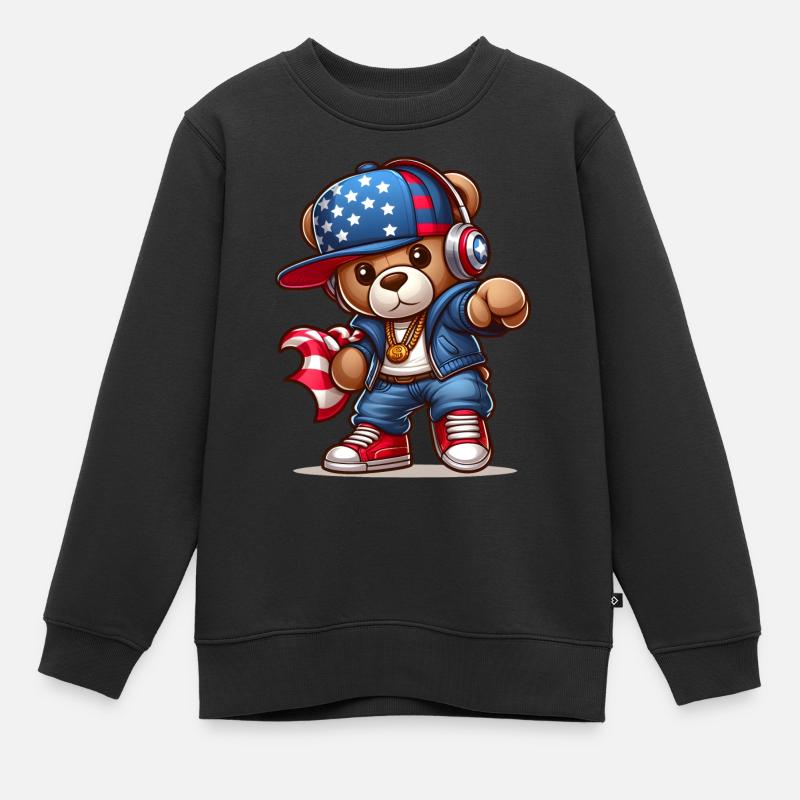 Cooler Teddybär v2 - Kinder Premium Organic Sweatshirt - Schwarz