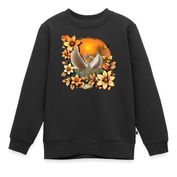 Schöne verliebte Schwäne. - Kinder Premium Organic Sweatshirt - Schwarz - Vorne - AI Model Kid Female (0cm)