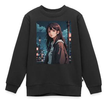 Lofi Girl Urban - Kinder Premium Organic Sweatshirt - Schwarz - Vorne - AI Model Kid Female (0cm)