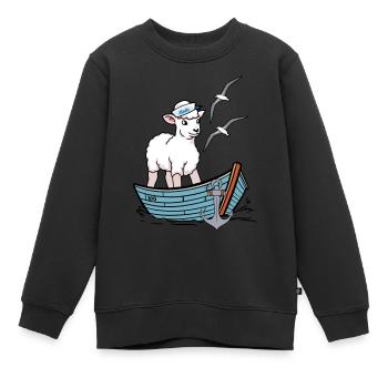 Moin maritim Schaf Boot Schafe Küste Boot - Kinder Premium Organic Sweatshirt - Schwarz - Vorne - AI Model Kid Female (0cm)