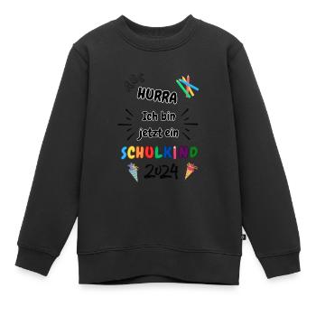 Schulkind 2024 - Einschulung - Erster Schultag - Kinder Premium Organic Sweatshirt - Schwarz - Vorne - AI Model Kid Female (0cm)