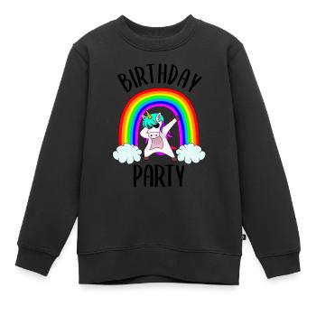 Birthday Party cooles Einhorn bunter Regenbogen - Kinder Premium Organic Sweatshirt - Schwarz - Vorne - AI Model Kid Female (0cm)