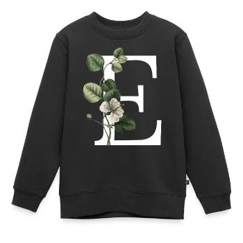 Grüner botanischer Buchstabe E - Kinder Premium Organic Sweatshirt - Schwarz - Vorne - AI Model Kid Female (0cm)