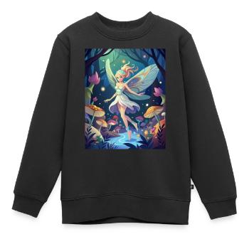 Fée gardienne magique dans la forêt magique - Sweat Premium enfant bio - noir - Devant - AI Model Kid Female (0cm)