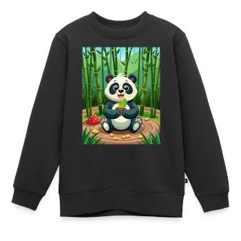 Panda mignon - Illustré - Sweat Premium enfant bio - noir - Devant - AI Model Kid Female (0cm)