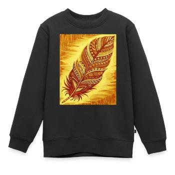une plume avec des motifs et des couleurs complexes - Sweat Premium enfant bio - noir - Devant - AI Model Kid Female (0cm)