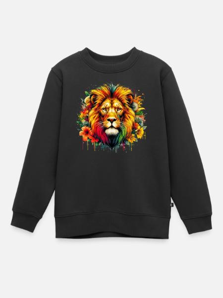 Lion - Sweat Premium enfant bio - noir