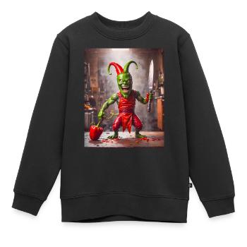 légumes Apocalypse Monster chili arlequin - Sweat Premium enfant bio - noir - Devant - AI Model Kid Female (0cm)