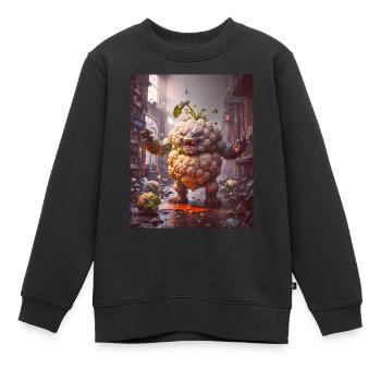 légumes chute Apocalypse Monster chou-fleur - Sweat Premium enfant bio - noir - Devant - AI Model Kid Female (0cm)