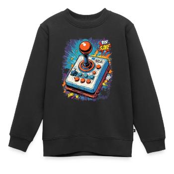 Retro Gamer Joystick / Controller Jeux de console - Sweat Premium enfant bio - noir - Devant - AI Model Kid Female (0cm)