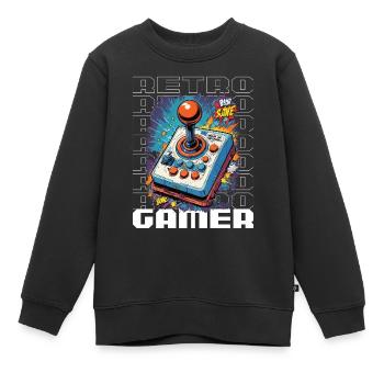 Retro Gamer Joystick / Controller Konsolenspiele - Kinder Premium Organic Sweatshirt - Schwarz - Vorne - AI Model Kid Female (0cm)
