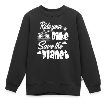 Ride your Bike Save the Planet - Kinder Premium Organic Sweatshirt - Schwarz - Vorne - AI Model Kid Female (0cm)
