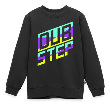 Dub Step Techno Musique Party Club Texte Lettrage - Sweat Premium enfant bio - noir - Devant - AI Model Kid Female (0cm)