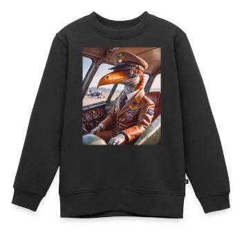 Dinos leben heute – Flugsaurier als Pilot - Kinder Premium Organic Sweatshirt - Schwarz - Vorne - AI Model Kid Female (0cm)