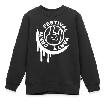 Festival Party Crew Rock Metal Team Timbre Rond - Sweat Premium enfant bio - noir - Devant - AI Model Kid Female (0cm)