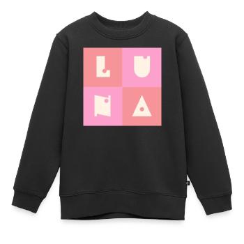 Luna Baby Name Vorname Mädchen pink - Kinder Premium Organic Sweatshirt - Schwarz - Vorne - AI Model Kid Female (0cm)
