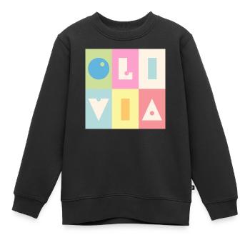 Olivia Nom Bébé fille fille coloré - Sweat Premium enfant bio - noir - Devant - AI Model Kid Female (0cm)
