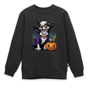 Halloween - Hund Grusel mit Kürbis - Kinder Premium Organic Sweatshirt - Schwarz - Vorne - AI Model Kid Female (0cm)