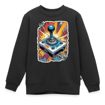 Retro Gamer Abenteuer Joystick - Kinder Premium Organic Sweatshirt - Schwarz - Vorne - AI Model Kid Female (0cm)