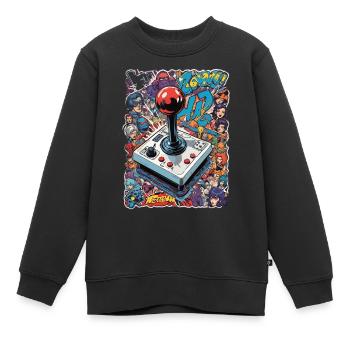 Retro Gamer Abenteuer Joystick - Kinder Premium Organic Sweatshirt - Schwarz - Vorne - AI Model Kid Female (0cm)