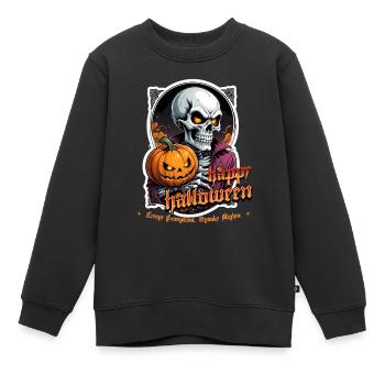 Halloween Crâne Citrouille Crâne Crâne Effrayant - Sweat Premium enfant bio - noir - Devant - AI Model Kid Female (0cm)