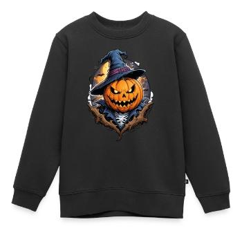 Halloween Kürbis Hexenhut Mitternacht - Kinder Premium Organic Sweatshirt - Schwarz - Vorne - AI Model Kid Female (0cm)