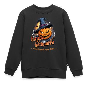 Halloween Kürbis Hexenhut Mitternacht - Kinder Premium Organic Sweatshirt - Schwarz - Vorne - AI Model Kid Female (0cm)