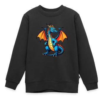 Blauer Dragon - Kinder Premium Organic Sweatshirt - Schwarz - Vorne - AI Model Kid Female (0cm)