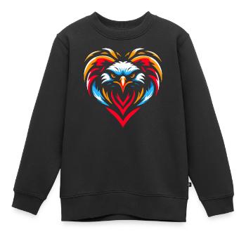 Oiseau de proie dans le cœur - Sweat Premium enfant bio - noir - Devant - AI Model Kid Female (0cm)