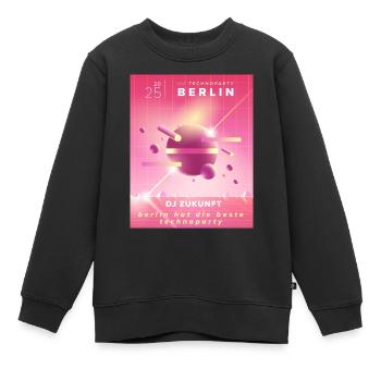 berlin Techno - Sweat Premium enfant bio - noir - Devant - AI Model Kid Female (0cm)