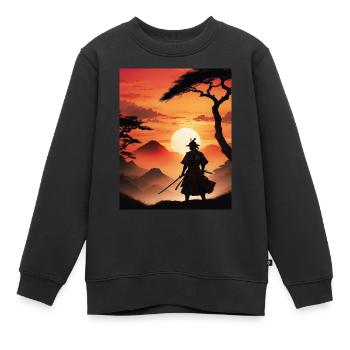 L’ombre du guerrier - Sweat Premium enfant bio - noir - Devant - AI Model Kid Female (0cm)