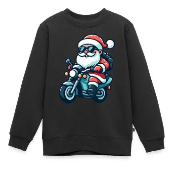 Santa Claus Biker - Kinder Premium Organic Sweatshirt - Schwarz - Vorne - AI Model Kid Female (0cm)