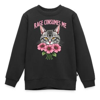 Rage Consumes Me Lustiges Katzenblümchen - Kinder Premium Organic Sweatshirt - Schwarz - Vorne - AI Model Kid Female (0cm)