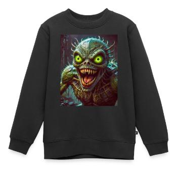 Monstre mutant mi-hommes mi-insecte sombre horreur - Sweat Premium enfant bio - noir - Devant - AI Model Kid Female (0cm)
