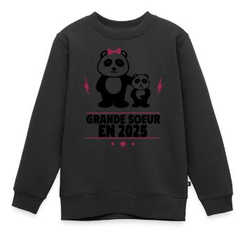 grande soeur en 2025,Drôles,Bébé, Humour - Sweat Premium enfant bio - noir - Devant - AI Model Kid Female (0cm)