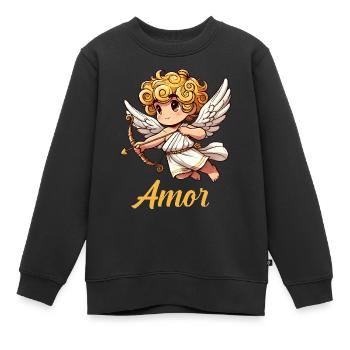 Ange Bande Dessinée Cupidon - Sweat Premium enfant bio - noir - Devant - AI Model Kid Female (0cm)