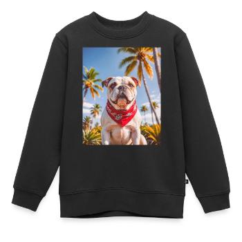super mignon chiens mode Westcoast Bull dog - Sweat Premium enfant bio - noir - Devant - AI Model Kid Female (0cm)