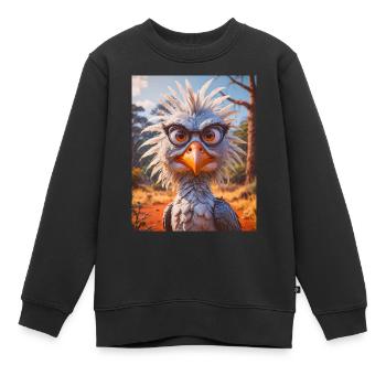 super süße afrikanische Tiere – Secretary Bird - Kinder Premium Organic Sweatshirt - Schwarz - Vorne - AI Model Kid Female (0cm)