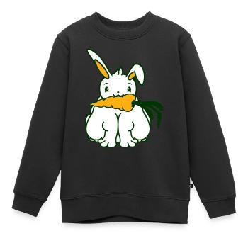 Lapin Carotte Carotte Manger Bouche Faim Obésité - Sweat Premium enfant bio - noir - Devant - AI Model Kid Female (0cm)