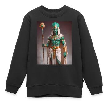Osiris, dieu à la peau verte avec une couronne de pharaon - Sweat Premium enfant bio - noir - Devant - AI Model Kid Female (0cm)