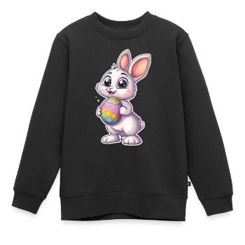 Cute Easter bunny with Easter egg - Kids Premium Organic Sweatshirt - black - Front - AI Model Kid Female (0cm)
