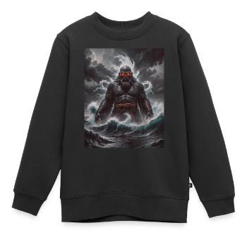 Umibōzu Colossal de la mer Noire dominant la rue - Sweat Premium enfant bio - noir - Devant - AI Model Kid Female (0cm)
